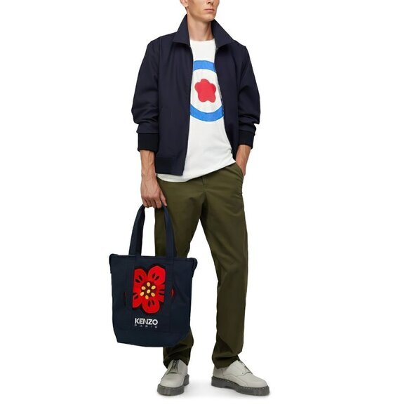 Kenzo Boke Flower Floral Logo Shopper Shoulder Tote Bag Denim Blue - Picture 2 of 12